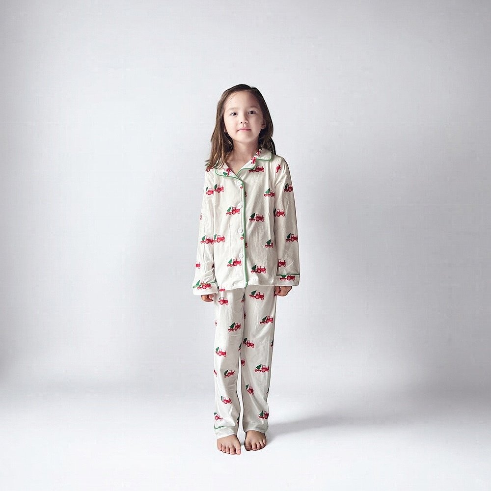 ꥹޥѥ Button Down Pajamas - Christmas Tractor Holiday img3