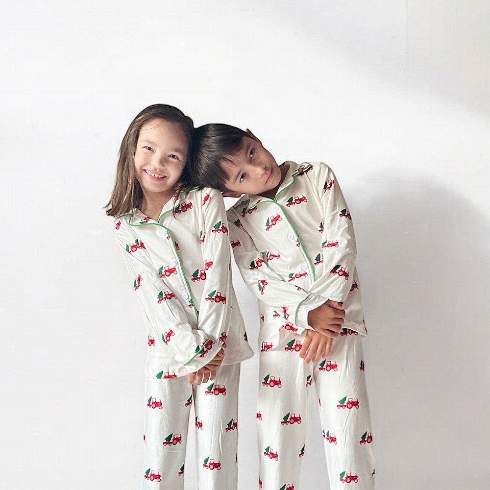 ꥹޥѥ Button Down Pajamas - Christmas Tractor Holiday img4