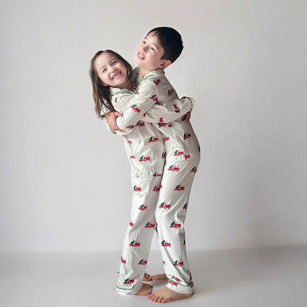 ꥹޥѥ Button Down Pajamas - Christmas Tractor Holiday img5