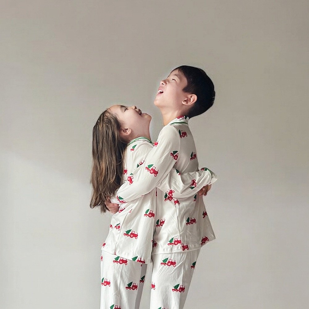 ꥹޥѥ Button Down Pajamas - Christmas Tractor Holiday img6