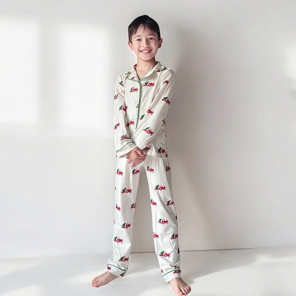 ꥹޥѥ Button Down Pajamas - Christmas Tractor Holiday img7