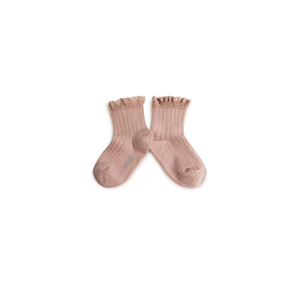 󥯥륽å Lili Lace Trim Ribbed Ankle Socks / Vieux Rose img