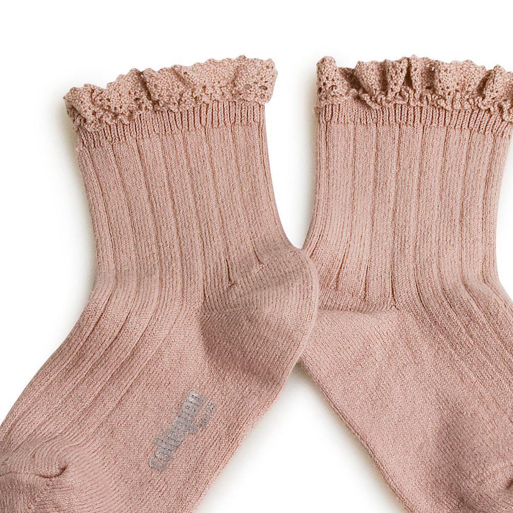 󥯥륽å Lili Lace Trim Ribbed Ankle Socks / Vieux Rose img1