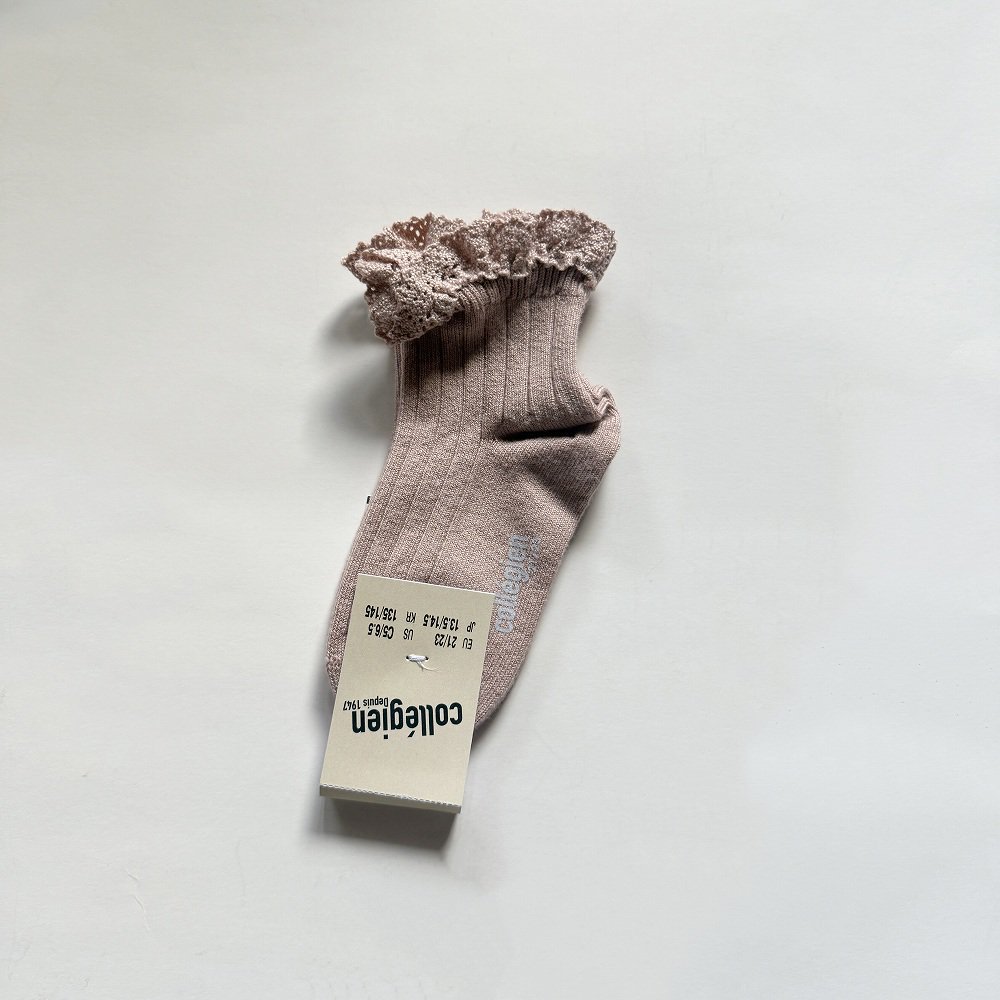 󥯥륽å Lili Lace Trim Ribbed Ankle Socks / Vieux Rose img3