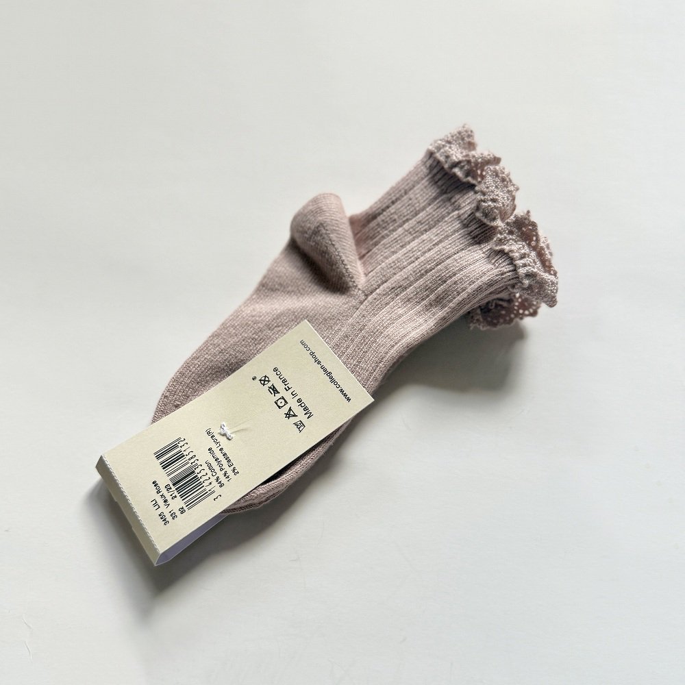 󥯥륽å Lili Lace Trim Ribbed Ankle Socks / Vieux Rose img4