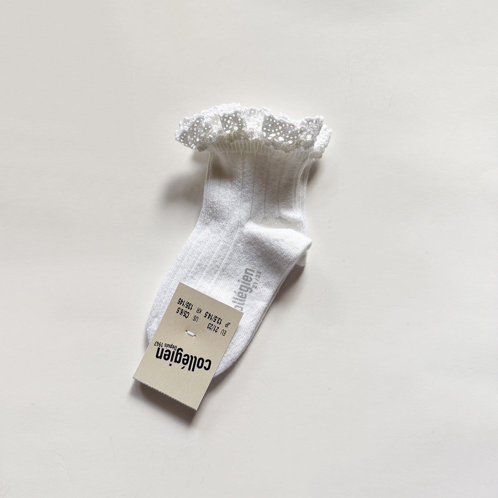 󥯥륽å Lili Lace Trim Ribbed Ankle Socks / Blanc Neige img3