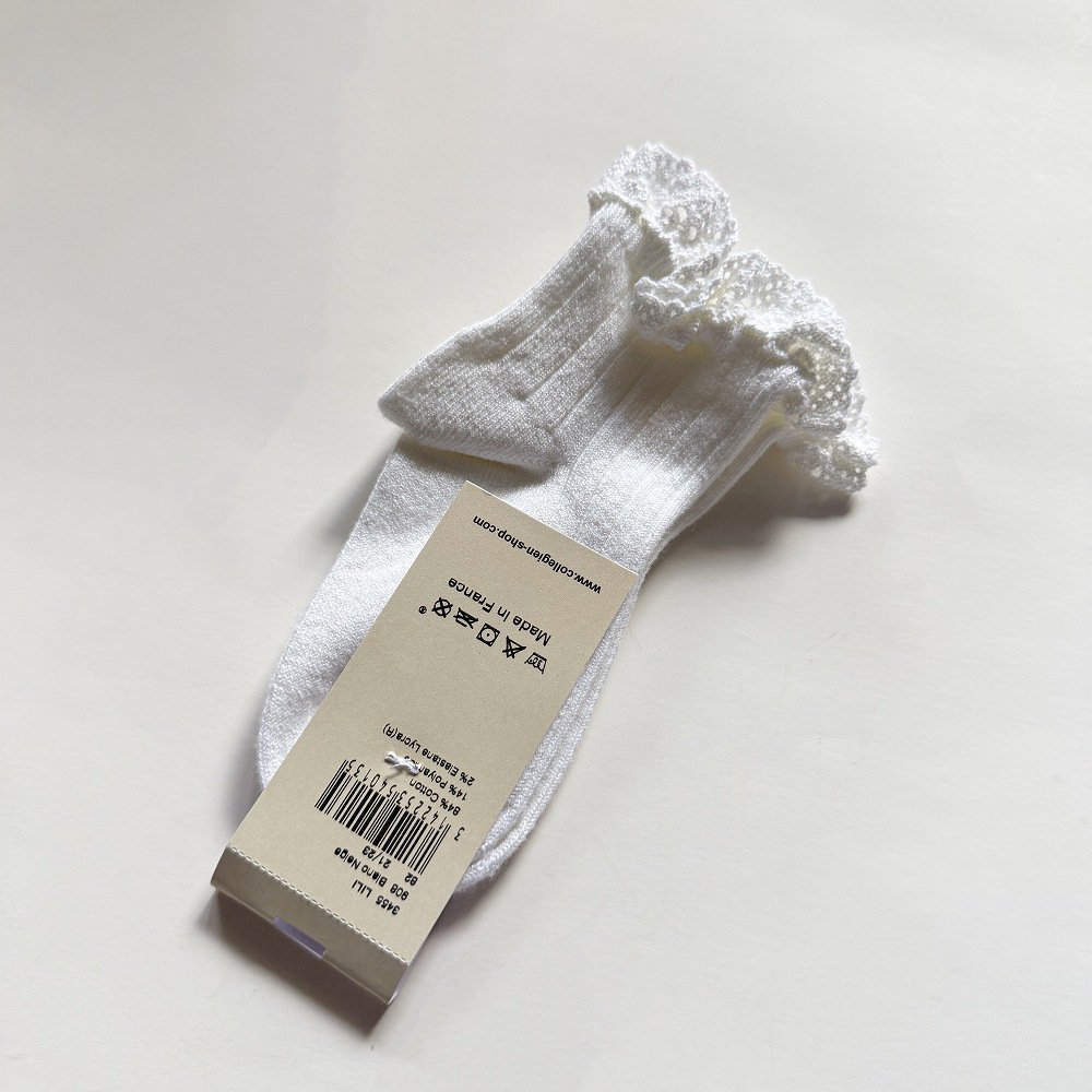 󥯥륽å Lili Lace Trim Ribbed Ankle Socks / Blanc Neige img4