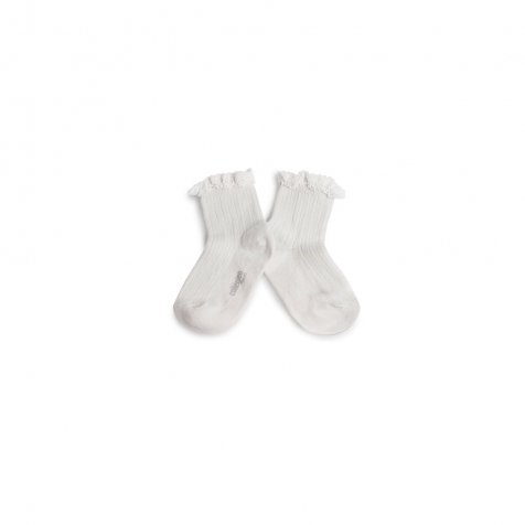 󥯥륽å Lili Lace Trim Ribbed Ankle Socks / Blanc Neige