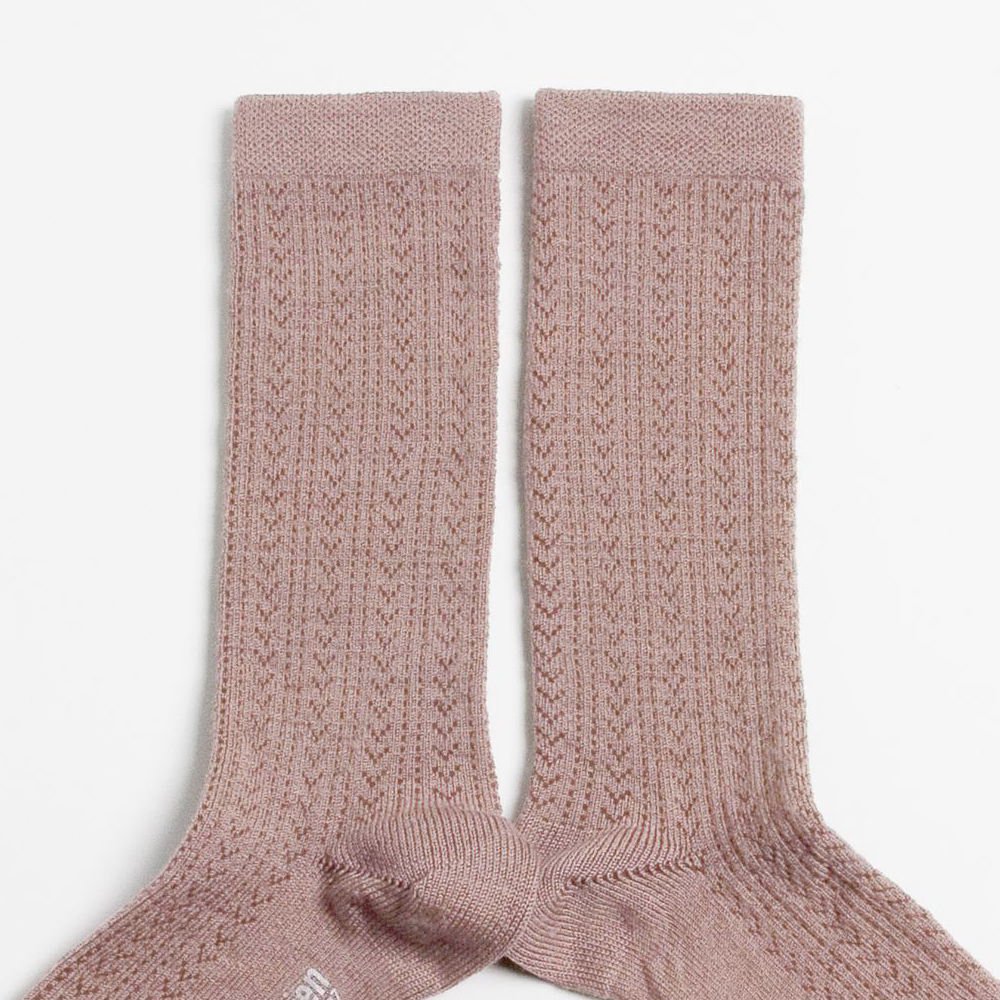 ϥå Adele Pointelle Merino Wool Knee-high Socks / Vieux Rose img1