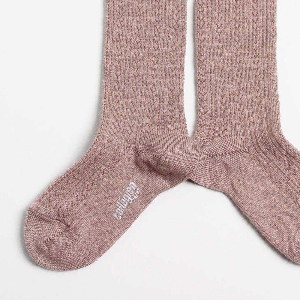 ϥå Adele Pointelle Merino Wool Knee-high Socks / Vieux Rose img2