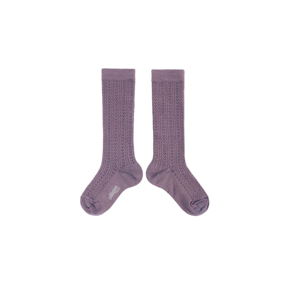 ϥå Adele Pointelle Merino Wool Knee-high Socks / Glycine du Japon img