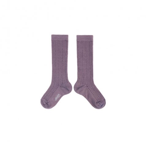 ϥå Adele Pointelle Merino Wool Knee-high Socks / Glycine du Japon