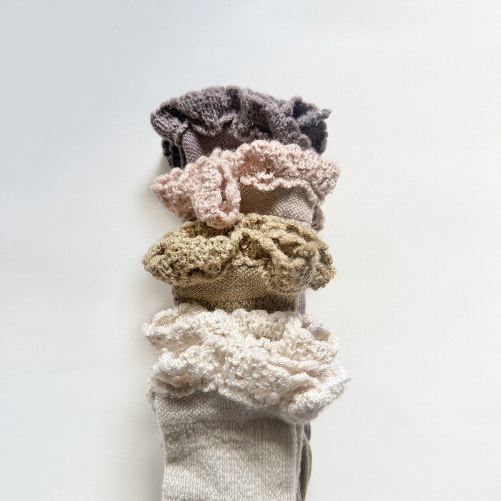 ϥå Adeline Pointelle Merino Wool Knee-high Socks with Merino Lace Trim / Vieux Rose img5