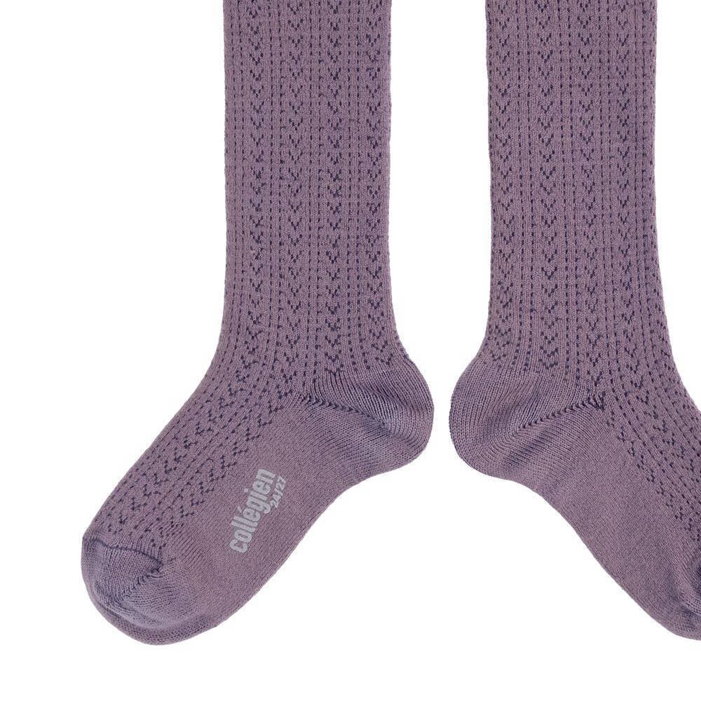 ϥå Adeline Pointelle Merino Wool Knee-high Socks with Merino Lace Trim / Glycine du Japon img2