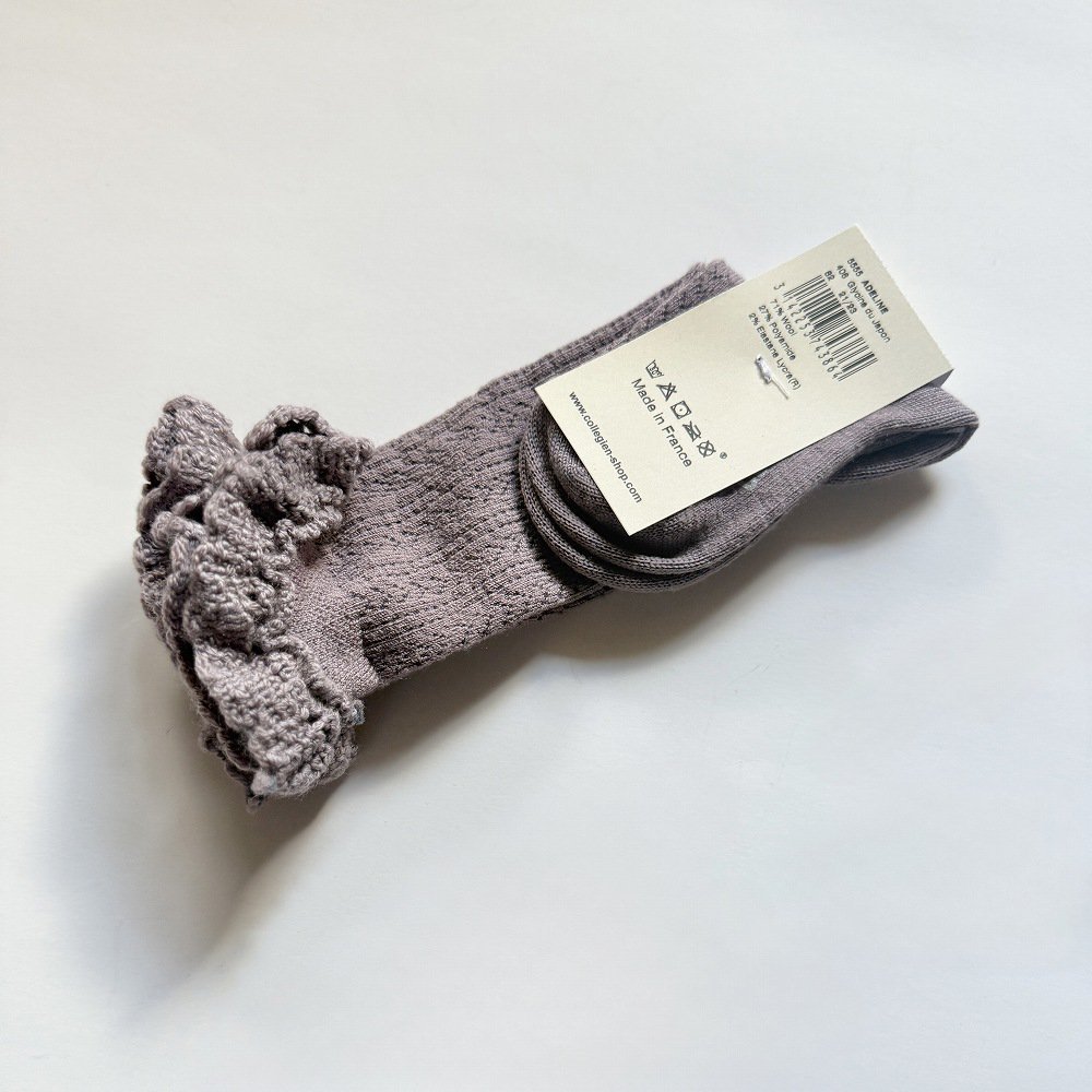 ϥå Adeline Pointelle Merino Wool Knee-high Socks with Merino Lace Trim / Glycine du Japon img4