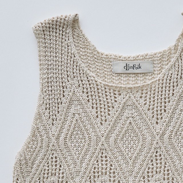 1/30䳫ϡeLfinFolk å˥åȥ٥ ܥ꡼ / Lacework Knit Tops ivory img1