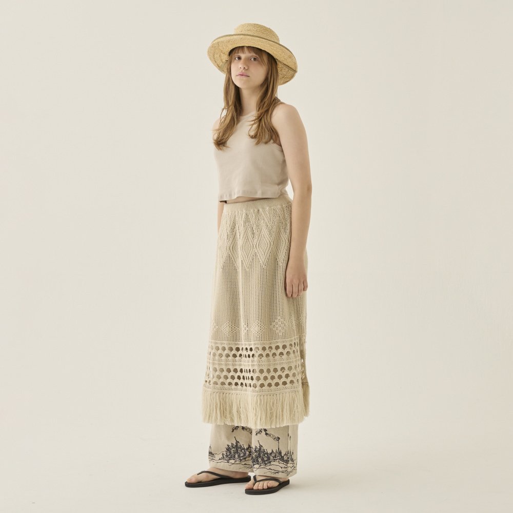 1/30䳫ϡeLfinFolk ͥ˥åȥ ܥ꡼ / Lacework Knit Skirt ivory Womens img3