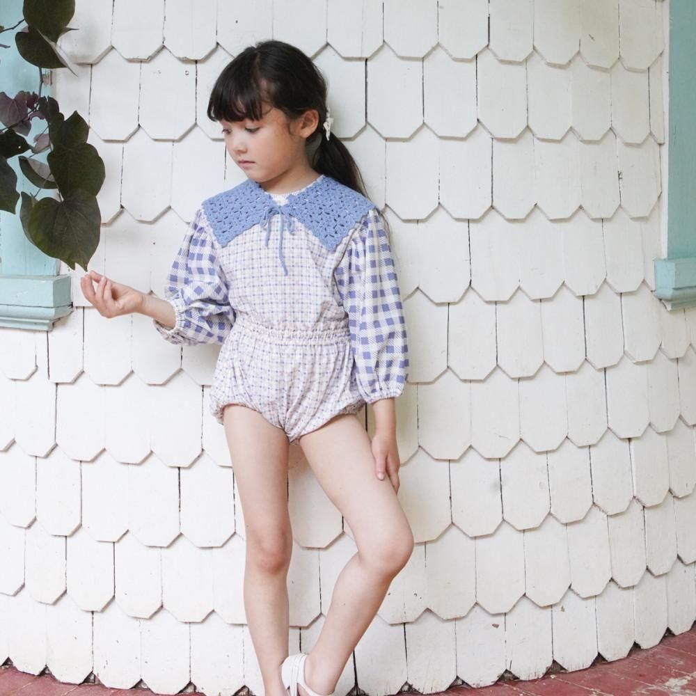 D3-4䳫ͽSoor Ploom Х롼󥹥꡼֥֥饦 / Ethel Blouse - Checker Rose Print, Blueberry img6