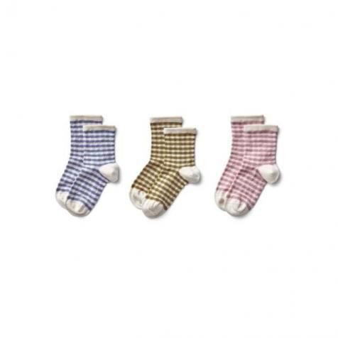 D3-4䳫ͽSoor Ploom åå3å / Gingham Pattern Sock Set - Seasonal Color Mix