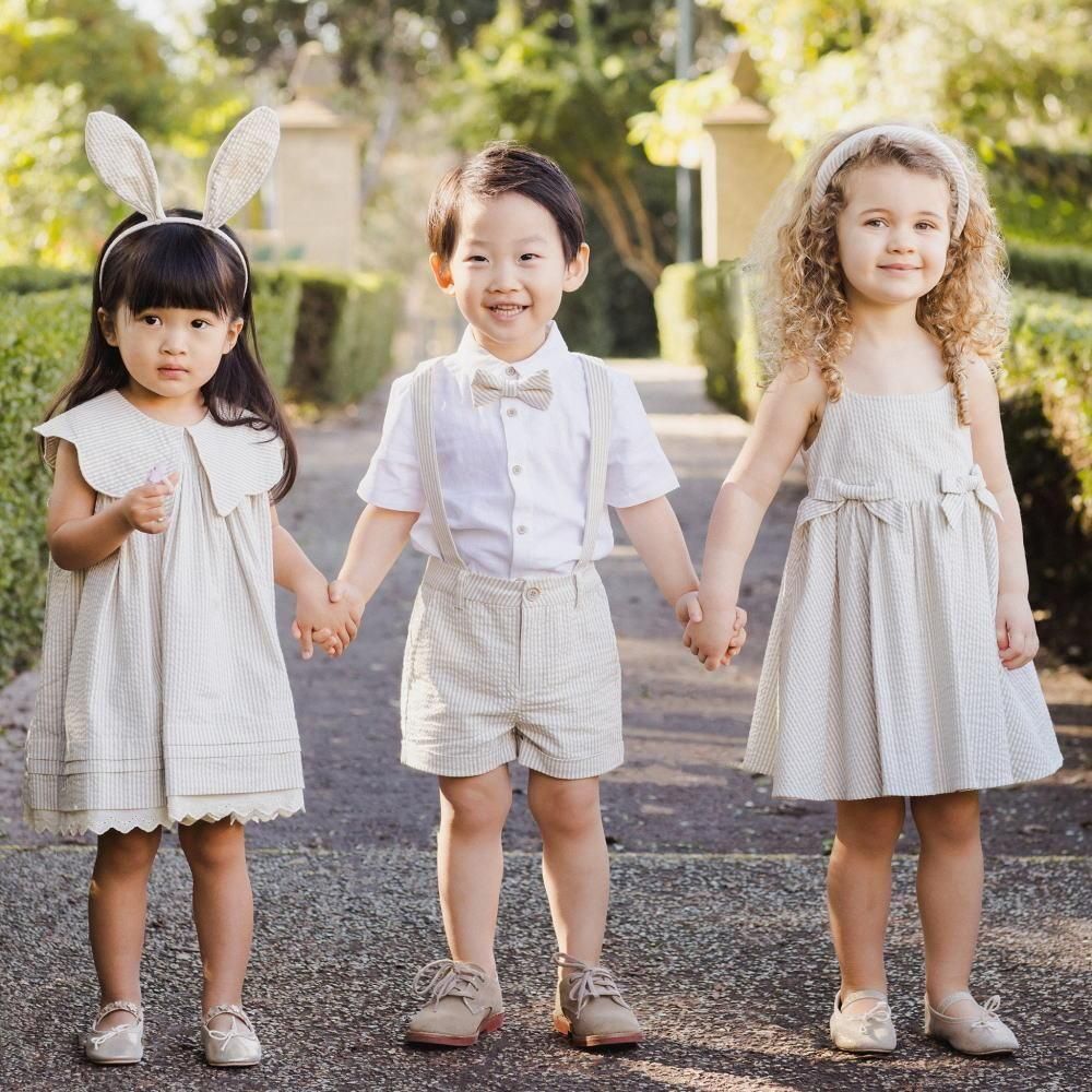 NORALEE キッズワンピース / Florence Dress Sage Stripe - cuccu