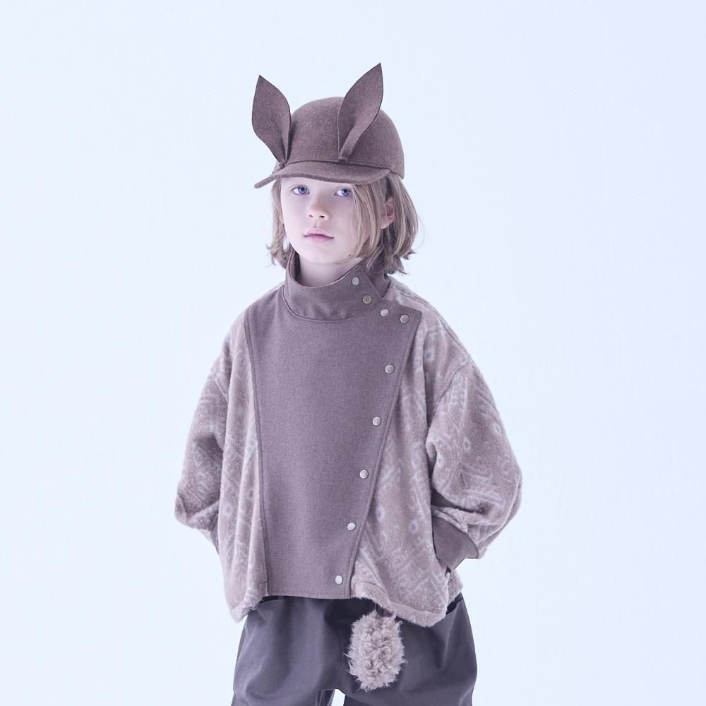 eLfinFolk 耳付きベージュ麦わら帽子 kids52 eLfinFolk 耳付きベージュ麦わら帽子 kids52