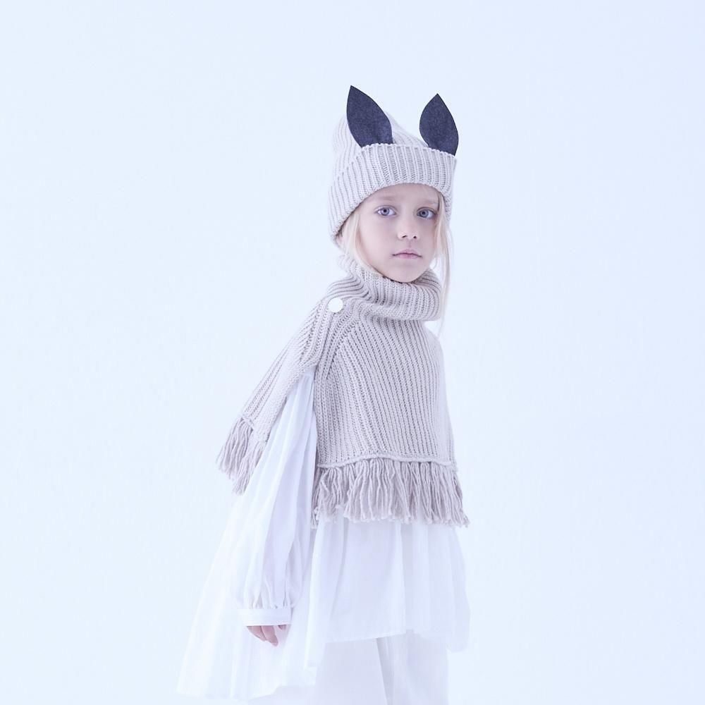 elfinFolk 23AW ビーニー、ポンチョ elfinfolk ニット ケープ S eLfin Folk 24AW 〉 Rib knit