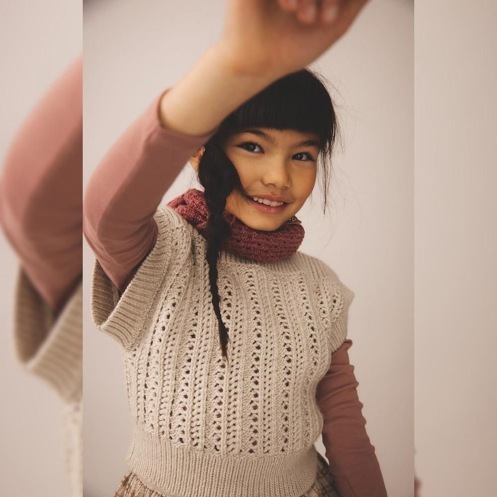Soor Ploom キッズニットベスト / Margot Vest - Linen - cuccu