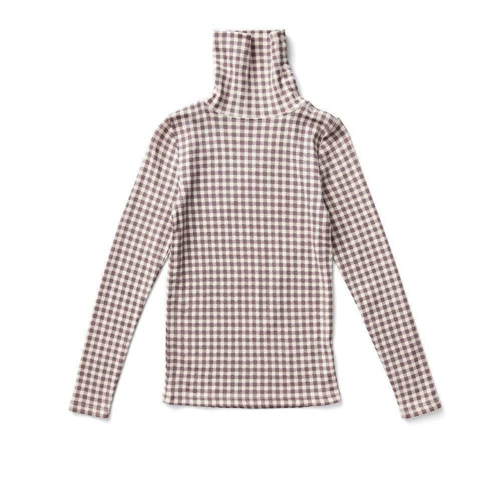 D3-̤Soor Ploom åȥͥå / Long Sleeve Snap Turtleneck - Gingham Print, Cherry img1