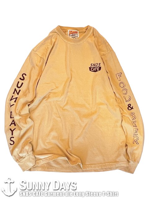 SNDS CAFE Garment die Long Sleeve T-Shirt (Unisex) イエロー<img class='new_mark_img2' src='https://img.shop-pro.jp/img/new/icons16.gif' style='border:none;display:inline;margin:0px;padding:0px;width:auto;' />