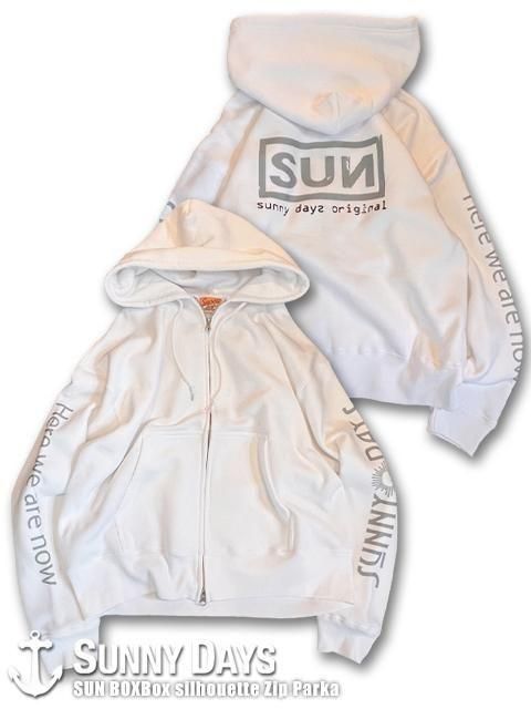 SUN BOXBox silhouette Zip Hoodie (Unisex) �ۥ磻��<img class='new_mark_img2' src='https://img.shop-pro.jp/img/new/icons14.gif' style='border:none;display:inline;margin:0px;padding:0px;width:auto;' />