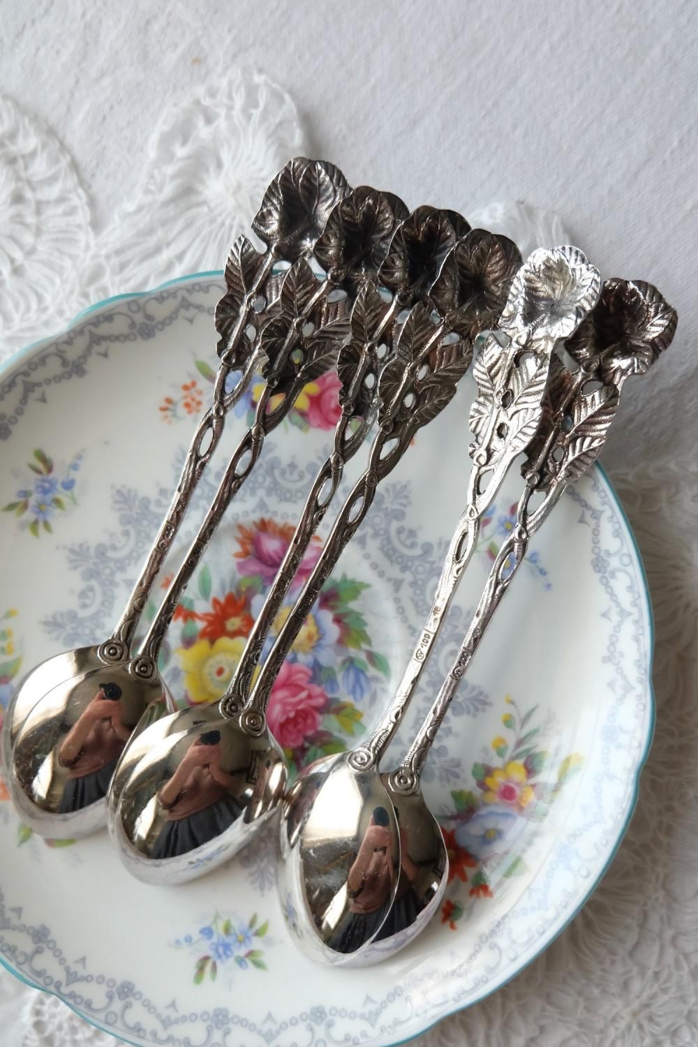 シルバー800　ヒルデスハイムの薔薇スプーン＆シュガースプーン シルバー800 ヒルデスハイムの薔薇スプーン＆シュガースプーン 19