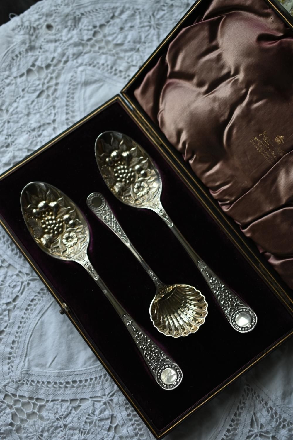 希少】英国マッピン&ウェッブ 花モチーフ スプーンセット 希少