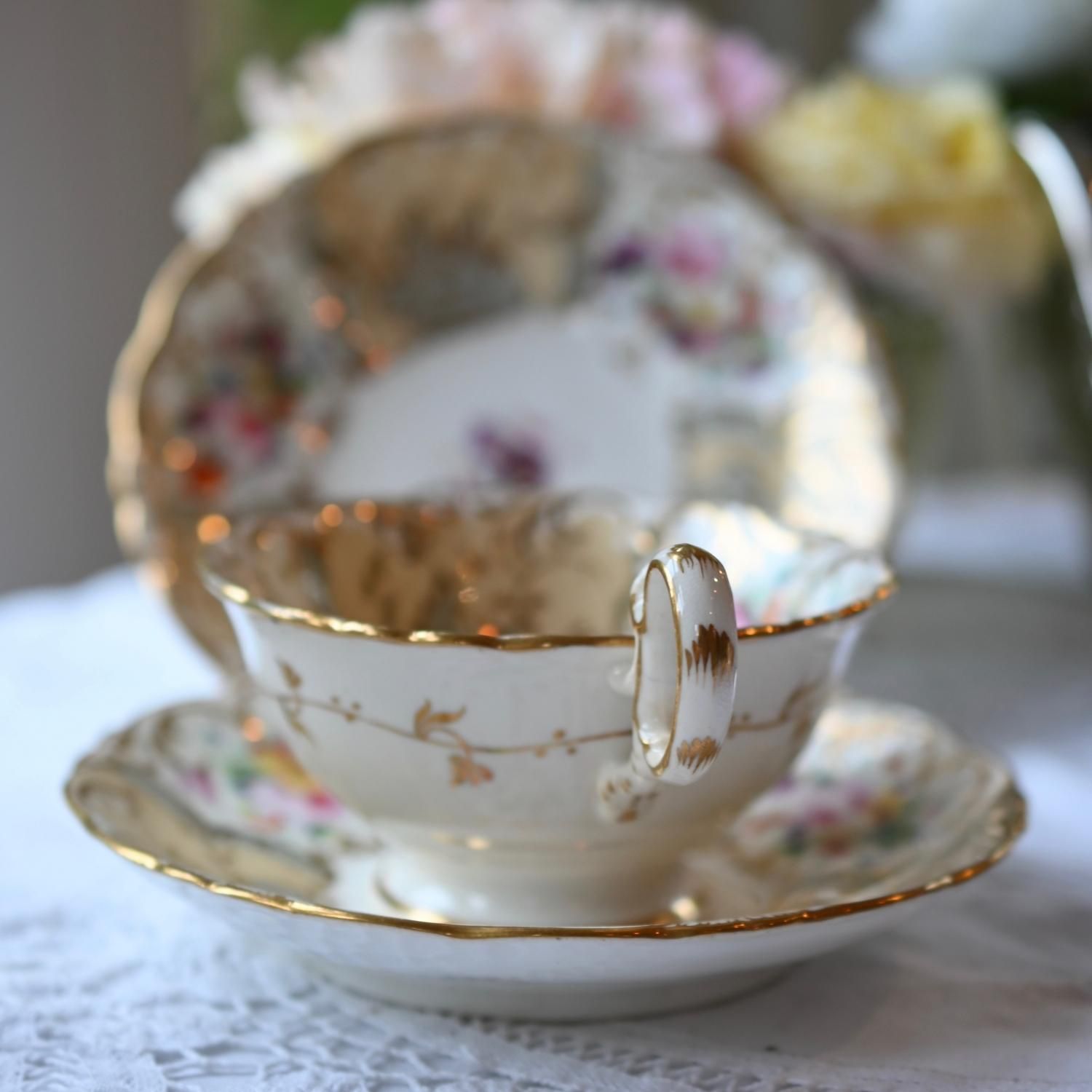 極美品 コールポート 手描き アデレードシェイプ ハンドペイント アンティーク ヴィクトリア時代初期・コールポート・アデレードシェイプ