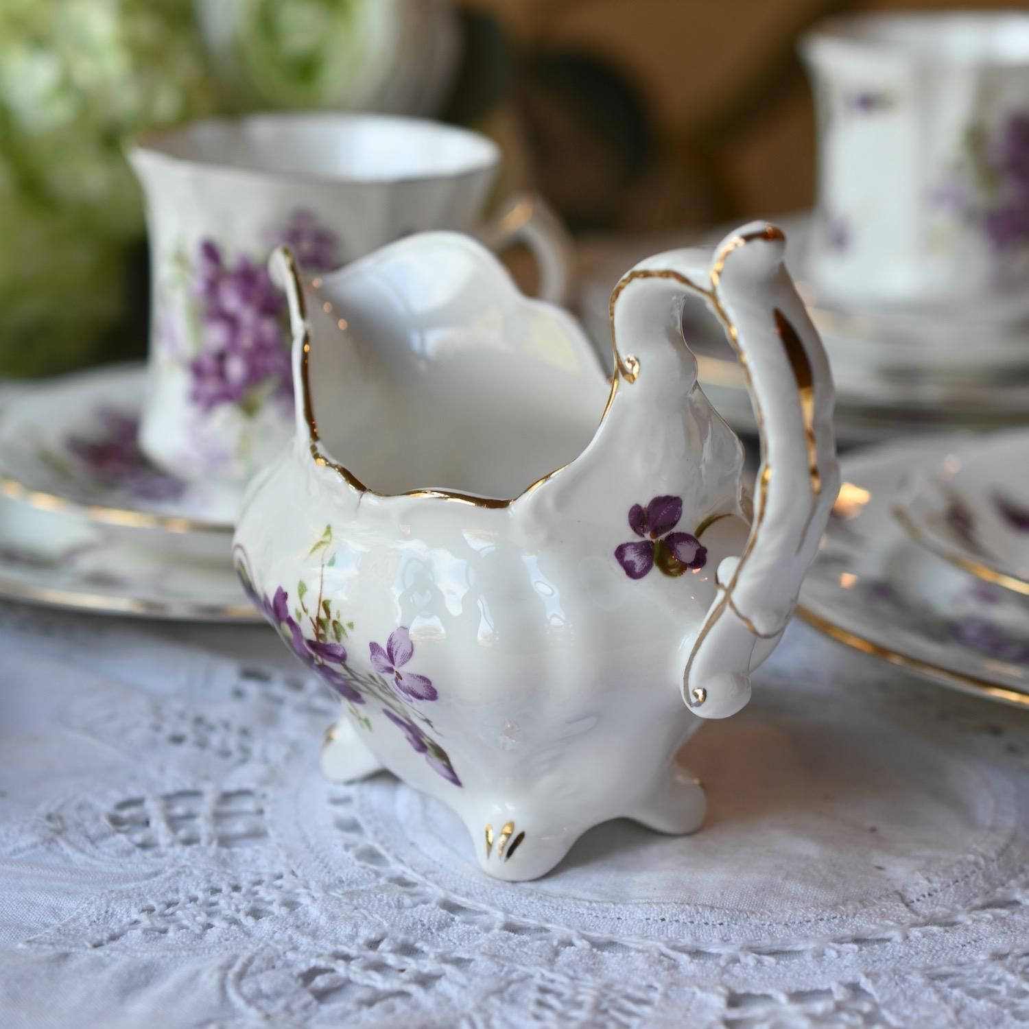 ハマースレイ　バイオレット　ティーポット　大 ハマースレイ・ヴィクトリアバイオレット・すみれ柄の大きめの