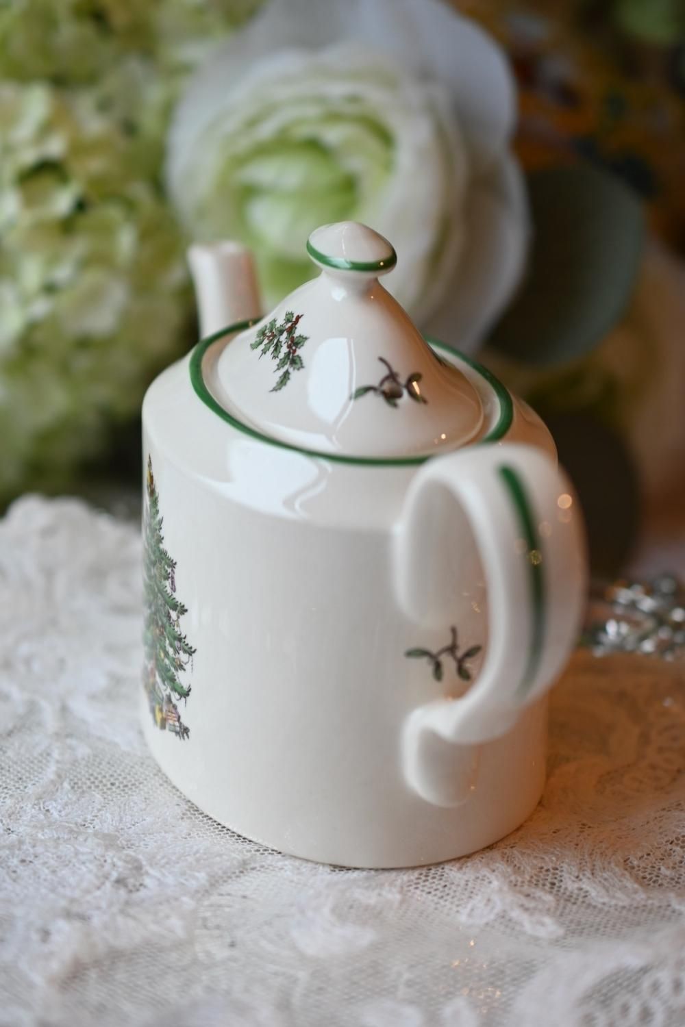 イギリス　スポード　クリスマスツリー　ハンドル付きプレート　トレイ　② イギリス スポード クリスマスツリー ハンドル付きプレート