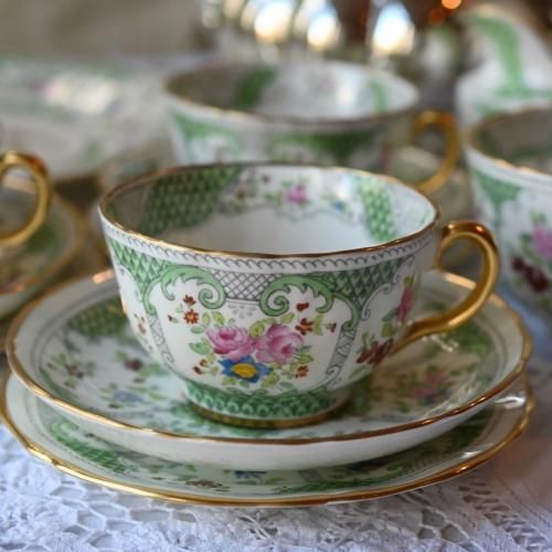 19世紀 南フランス製 翡翠色 アンティーク カップ&amp;ソーサー 1800年代初頭 19世紀 南フランス製 翡翠色 アンティーク カップ&ソーサー 1800