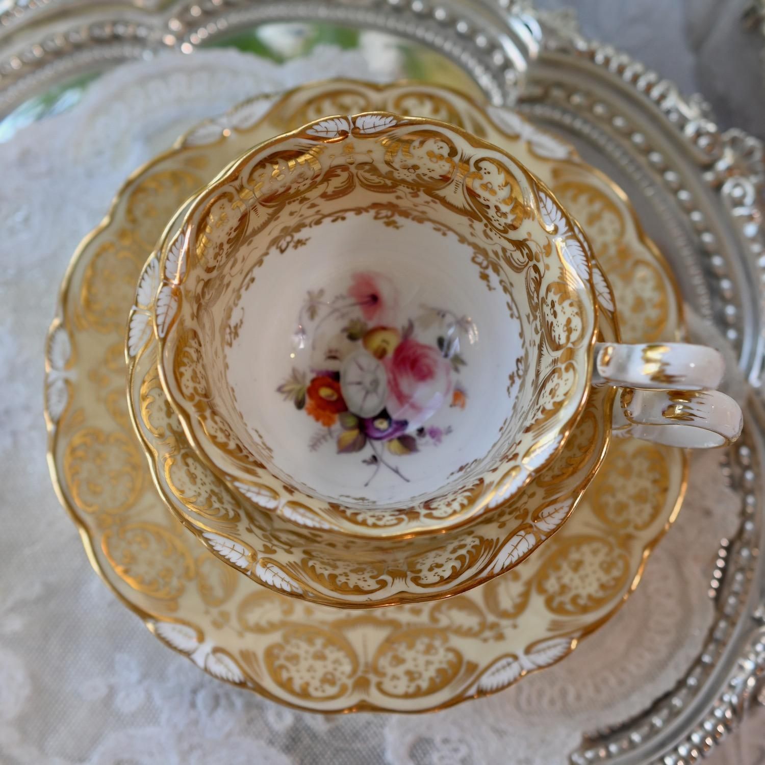 英国製アンティーク1830年　コールポート　アデレートシェイプ　取手付きプレート お買い得）金継ぎ用 1830年代 コールポート アデレードシェイプ 手描き