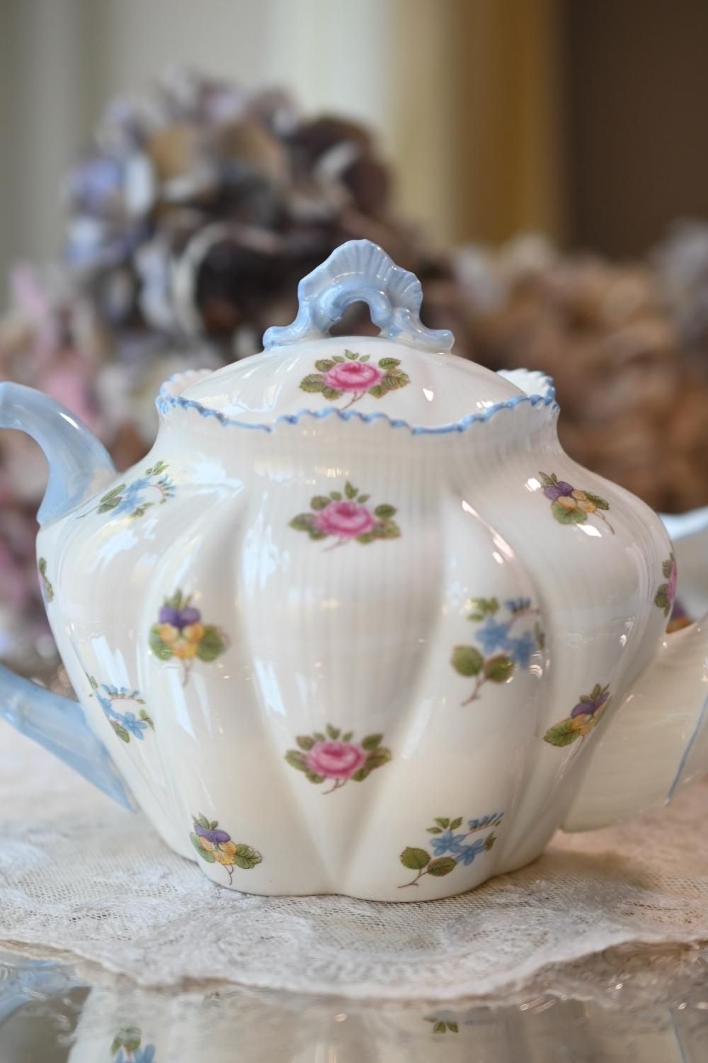 シェリー　ブライダルローズ　ピンクローズの可愛いティーセット　大皿　シュガー シェリー ブライダルローズ ピンクローズの可愛いティーセット