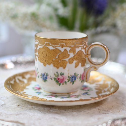 ハマースレイ 1912年〜1939年　花柄の金彩　コーヒーカップデュオ　単品　(送料込）