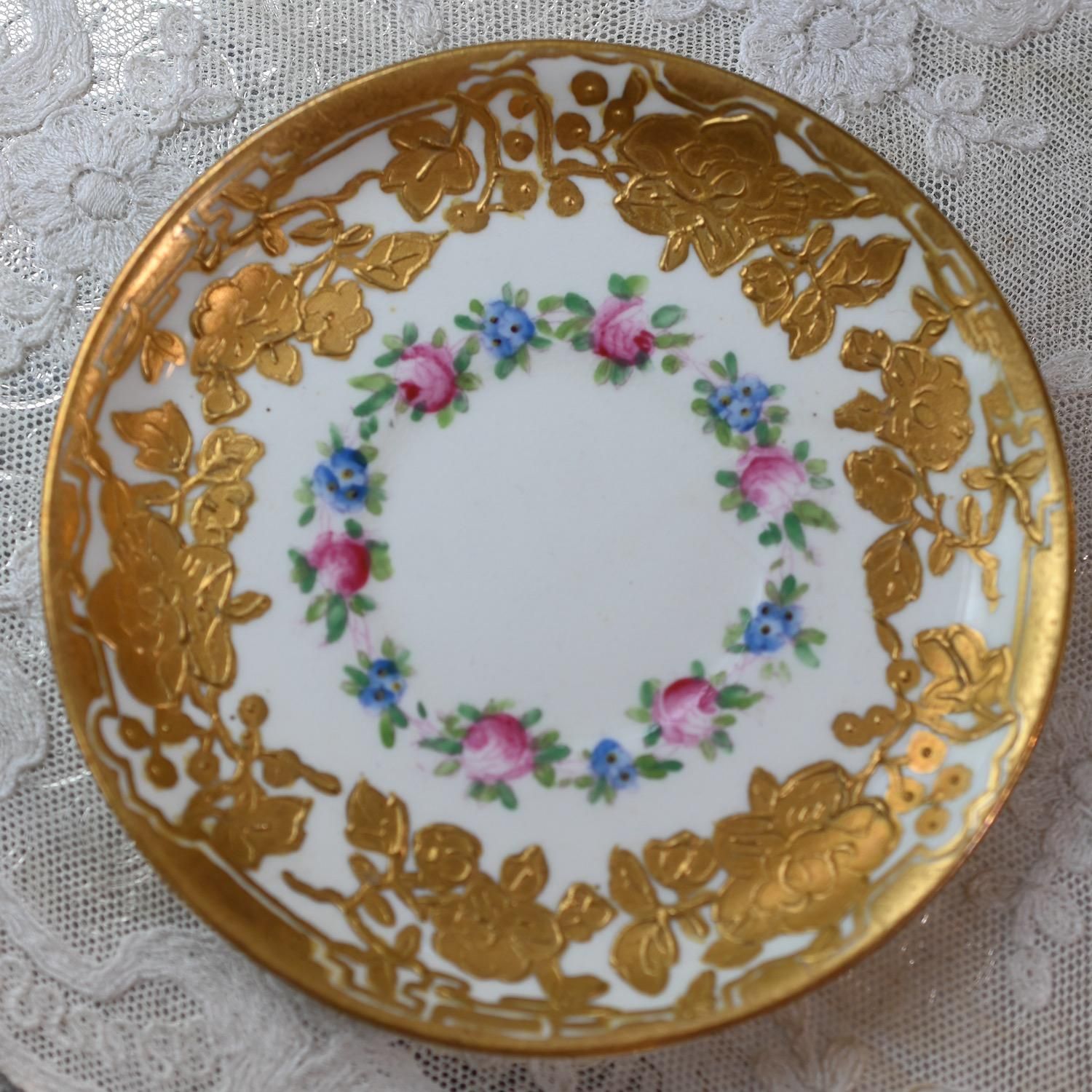 ハマースレイ 1912年〜1939年 花柄の金彩 コーヒーカップデュオ