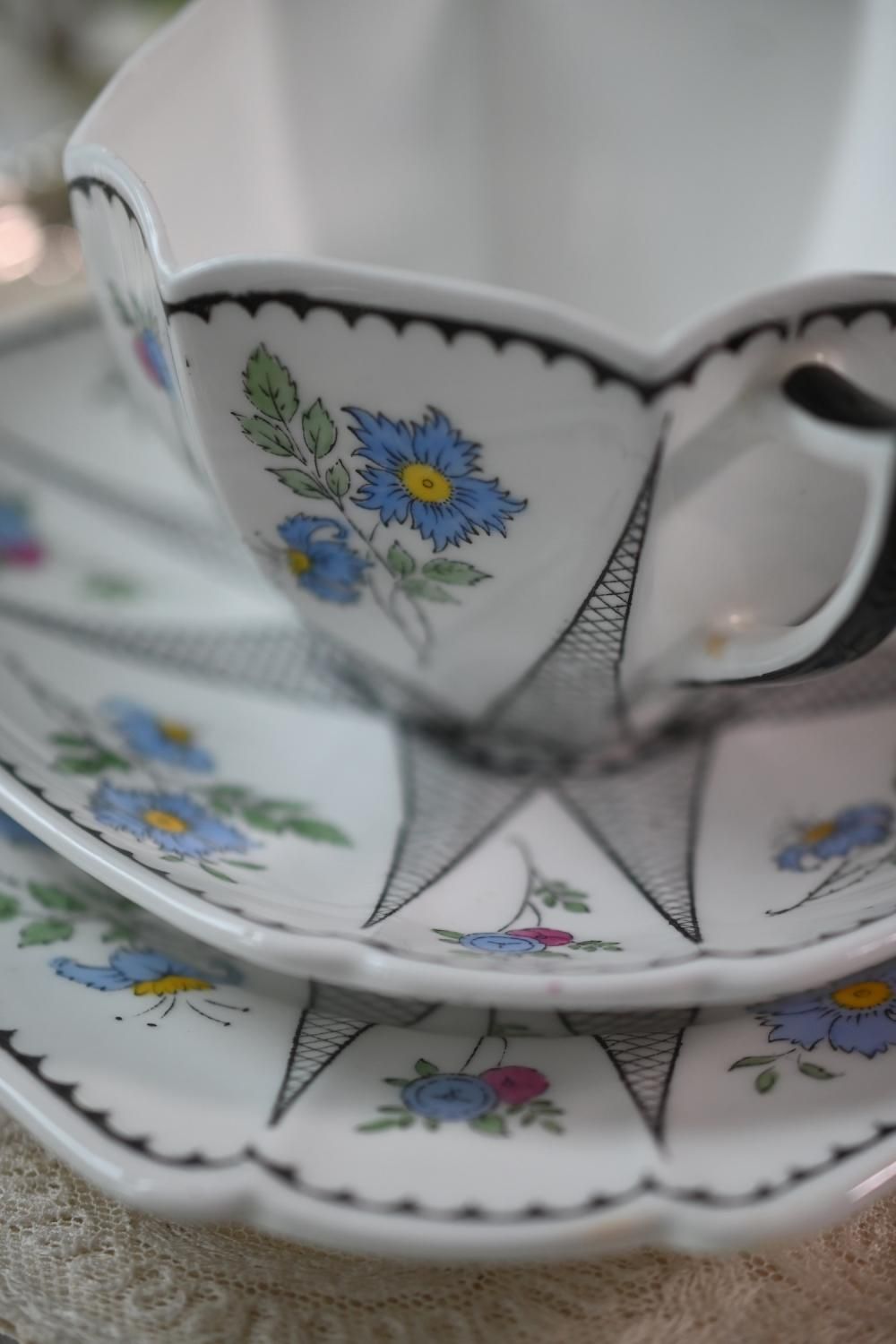 シェリー・クイーンアンシェイプ・珍しい1926年のパターンのティー