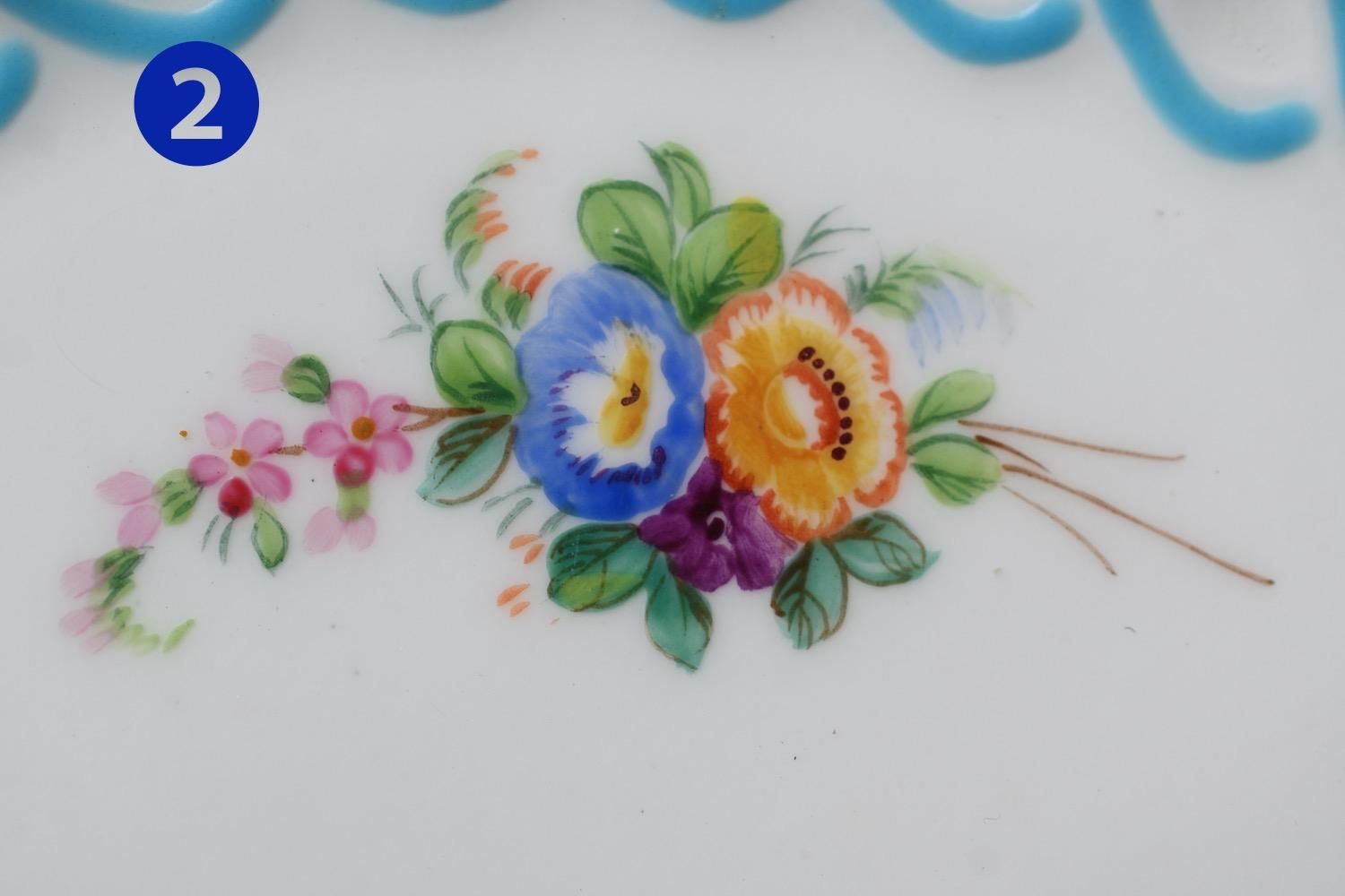 ミントン ヴィクトリア時代・透かし細工ミントンブルーと手描き