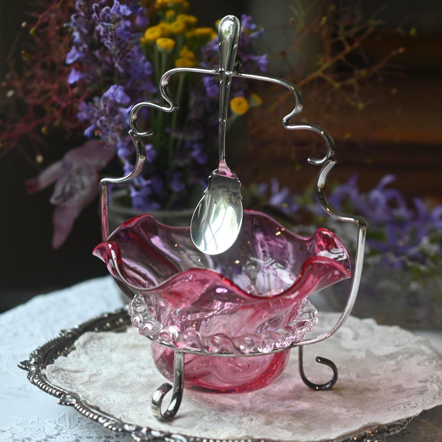 【英国】ビクトリアンのコンディメントセット　専用スプーン / ガラスライナー 英国】ビクトリアンのコンディメントセット 専用スプーン