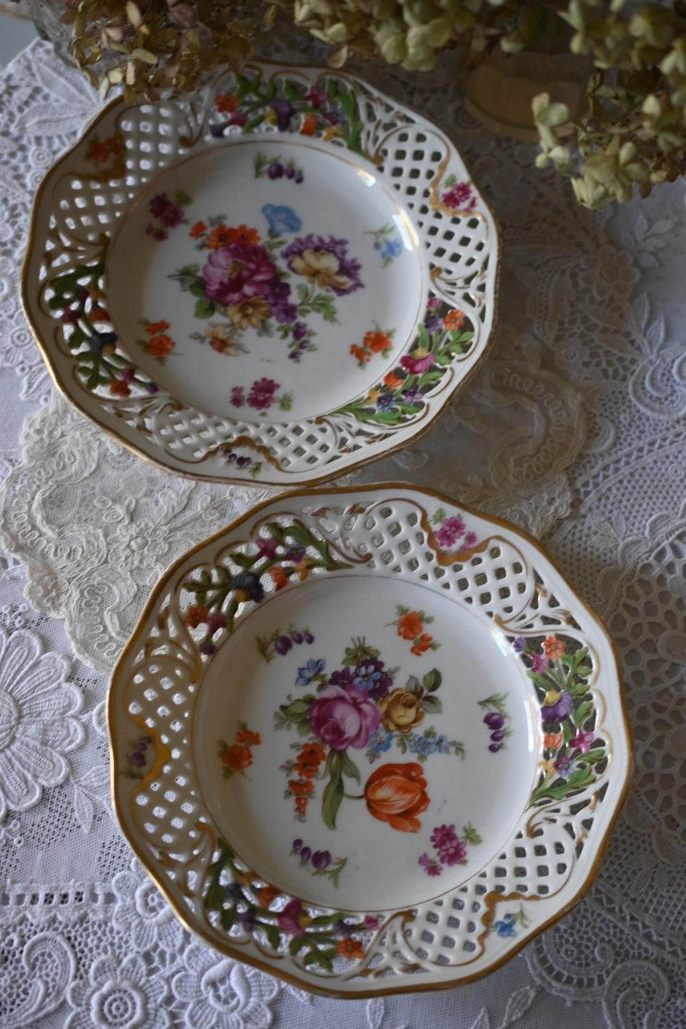 セール品）シューマンババリア・ドレスデン花束のプレート2枚