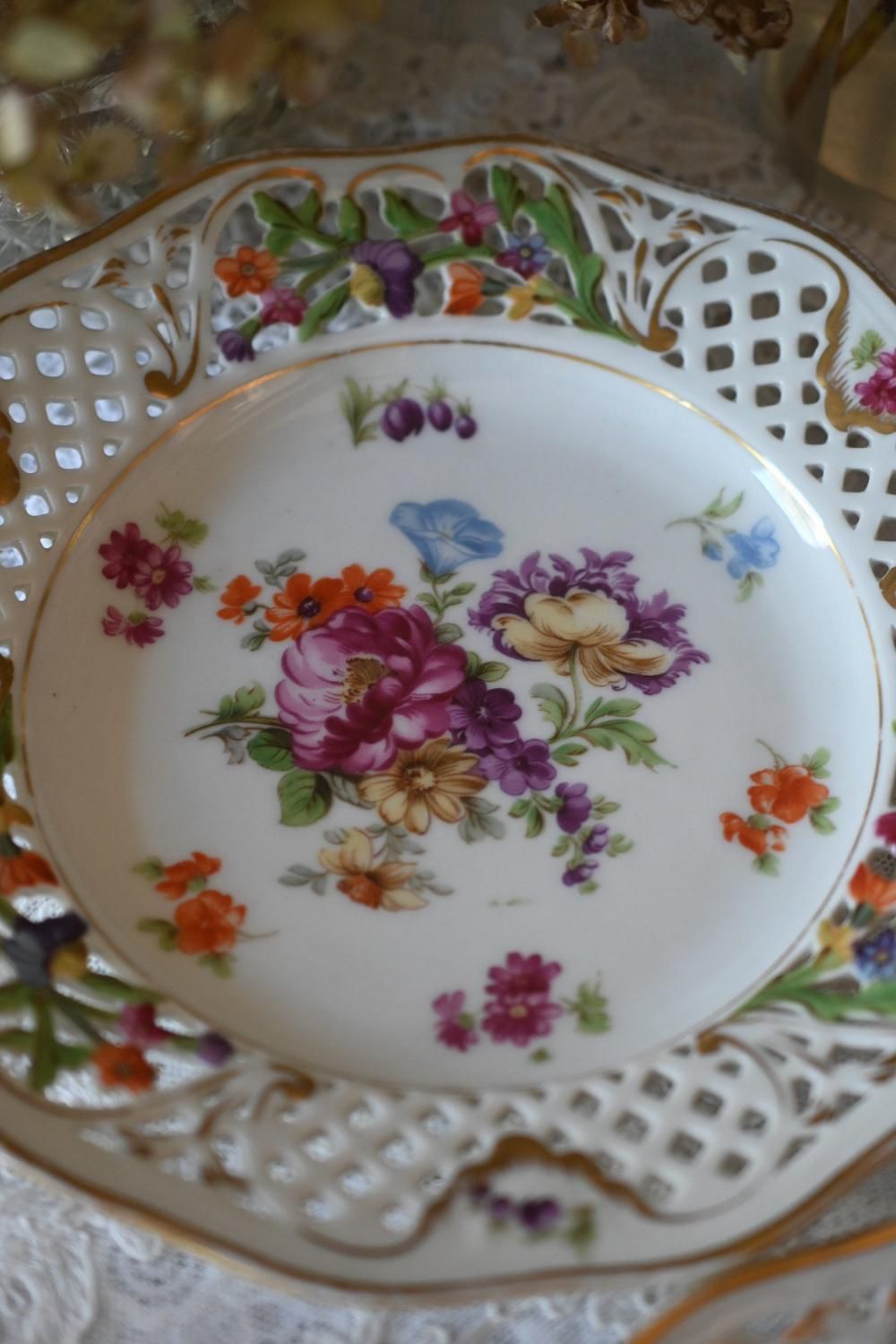 ドレスデンフラワー シューマンババリア プレート　6枚セット！　ケーキ皿 ドレスデンフラワー シューマンババリア プレート 6枚セット