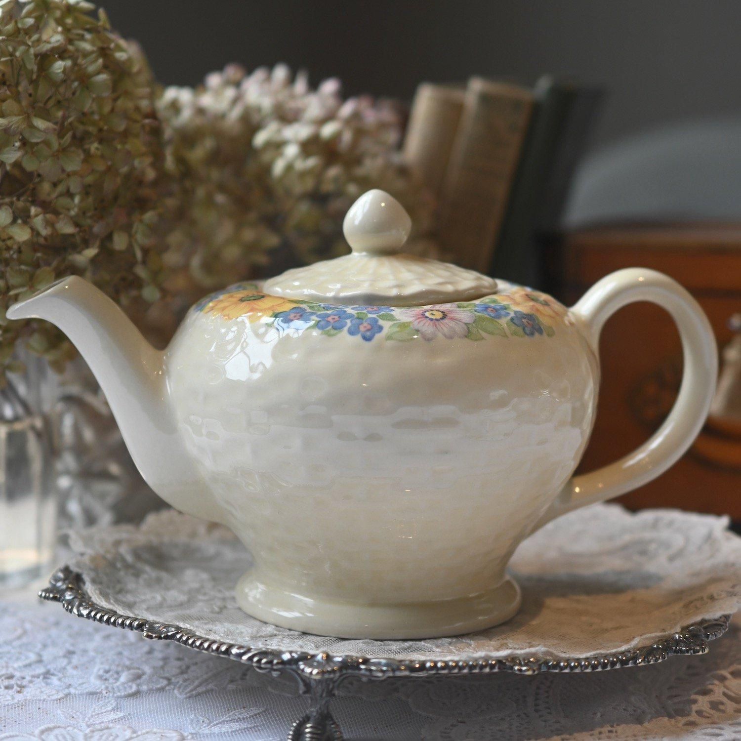 ドレスデン　テーブルウェア　アンティーク　骨董品　本物　ティーポット　西洋 ドレスデン テーブルウェア アンティーク 骨董品 本物