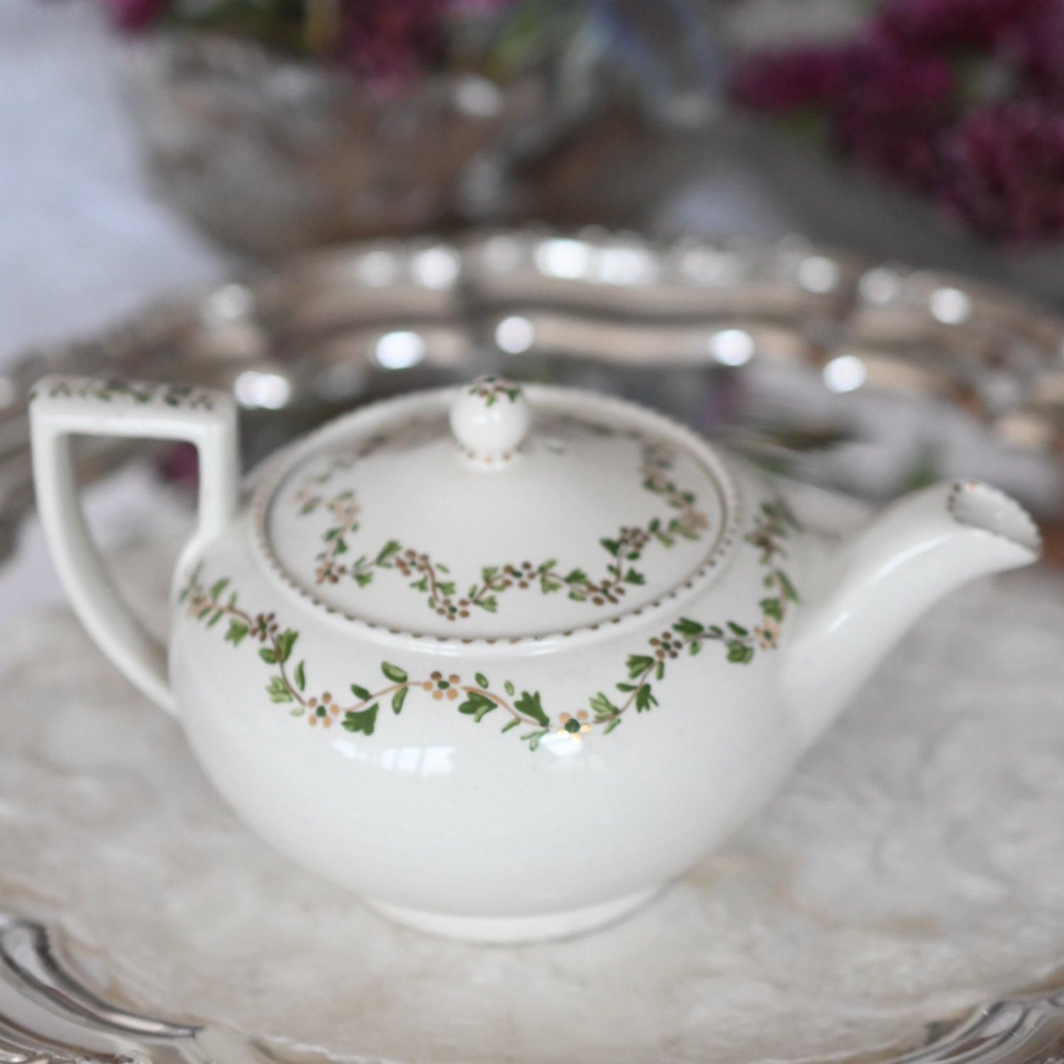 ドレスデン　テーブルウェア　アンティーク　骨董品　本物　ティーポット　西洋 ドレスデン テーブルウェア アンティーク 骨董品 本物