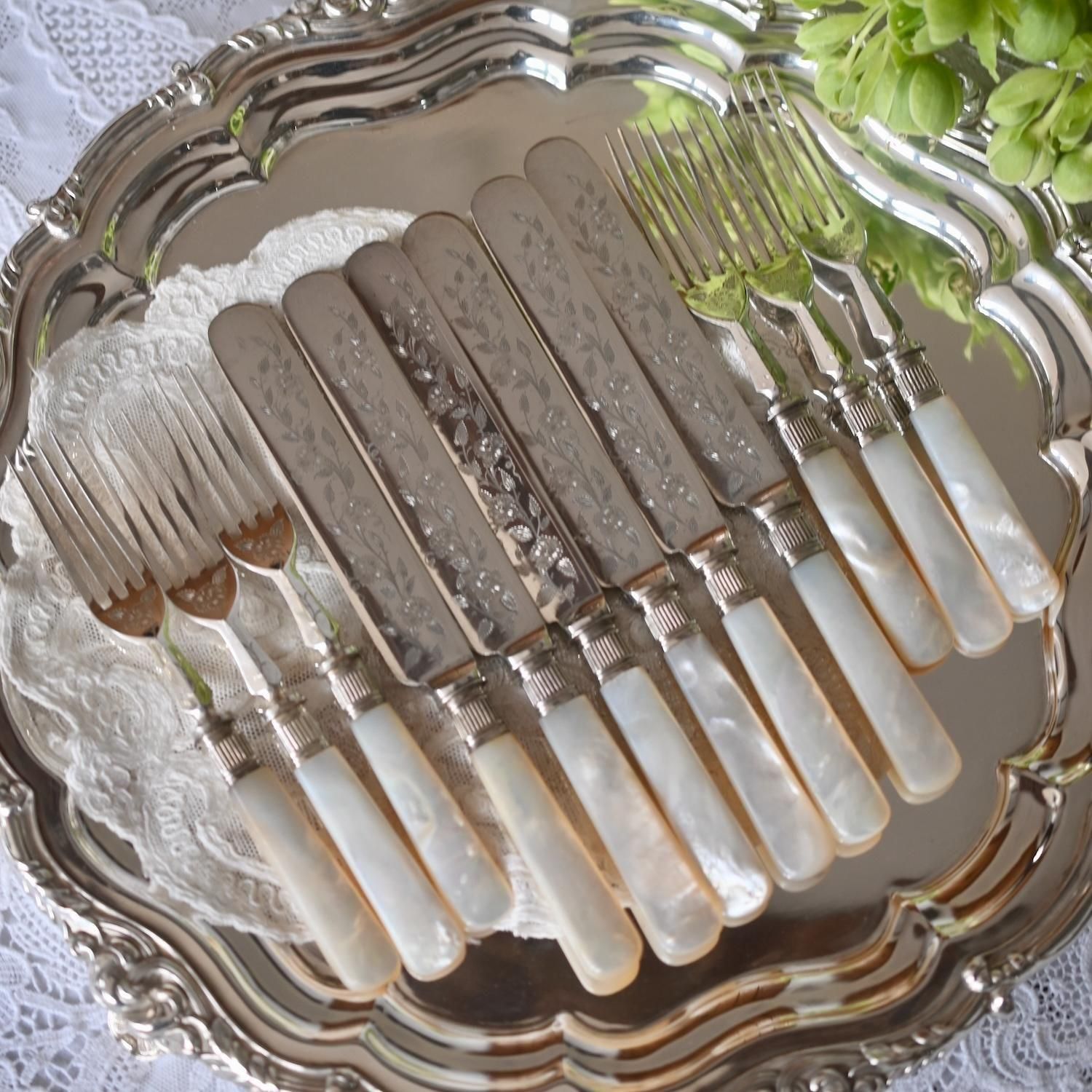 未使用ジー＆ホルムナイフ＆フォーク12本ヘリテージプレート最高級銀製品