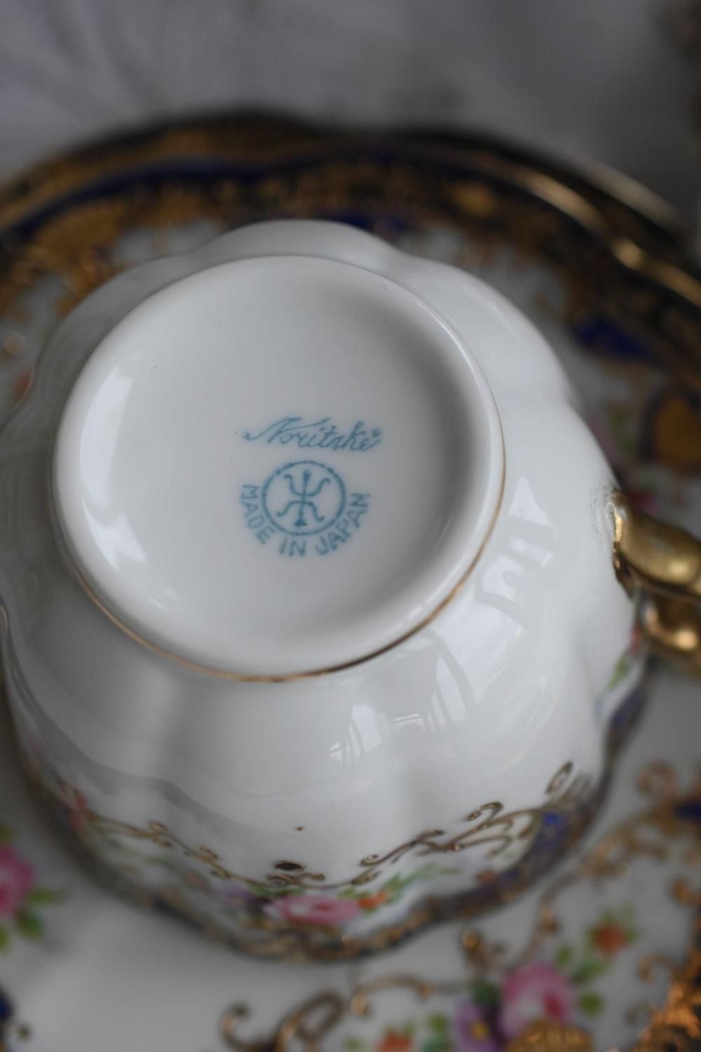 1920年代 オールドノリタケ 金彩ジュエルとコバルト 手描き