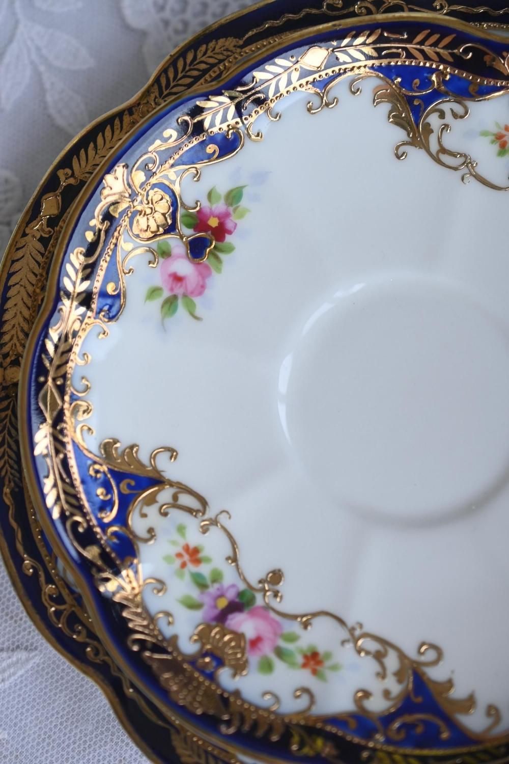 【通販激安】 1920年代 オールドノリタケ 金彩ジュエルとコバルト 手描き オールドノリタケ